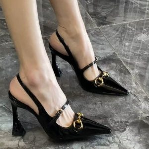 Horsebit Pointed Slingback Heels