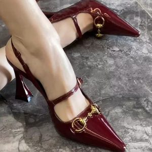 Horsebit Pointed Slingback Heels