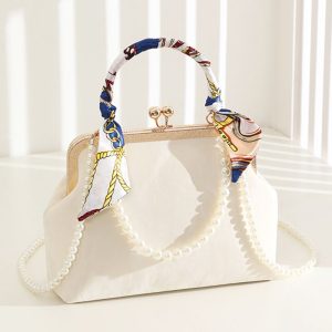 Pearl Handle Kiss Lock Bag
