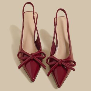 Patent Bow Slingback Heels