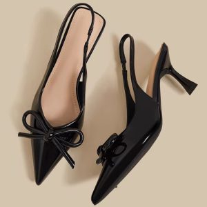 Patent Bow Slingback Heels