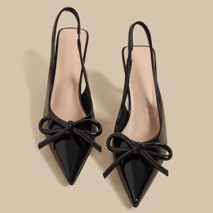 Patent Bow Slingback Heels