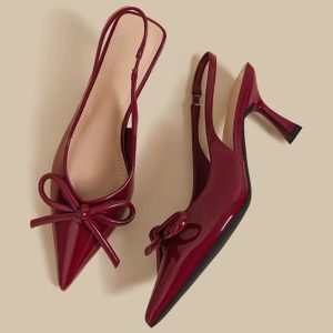 Patent Bow Slingback Heels