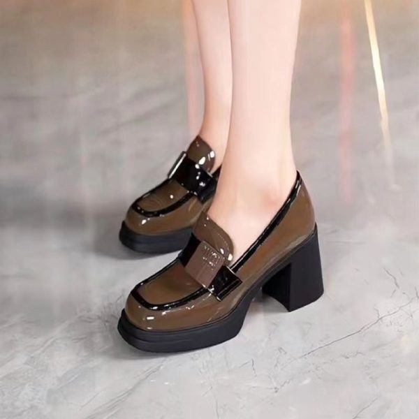 Retro Platform Block Heel Loafers