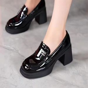 Retro Platform Block Heel Loafers
