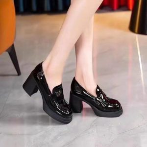 Retro Platform Block Heel Loafers