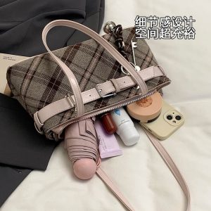 Vintage Plaid Shoulder Bag