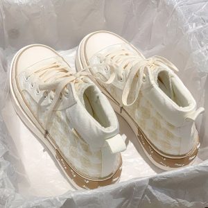 Cream Platform Canvas Sneakers