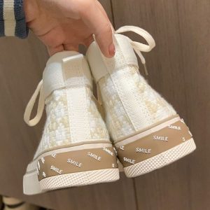 Cream Platform Canvas Sneakers