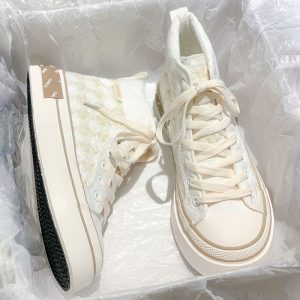 Cream Platform Canvas Sneakers