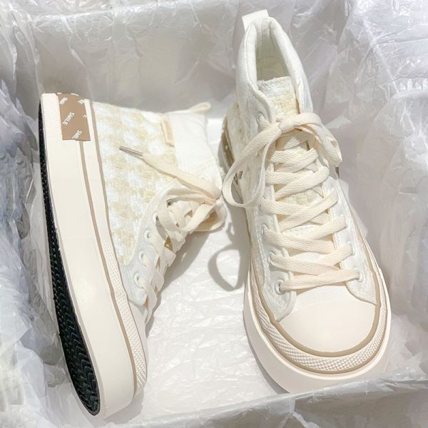 Cream Platform Canvas Sneakers