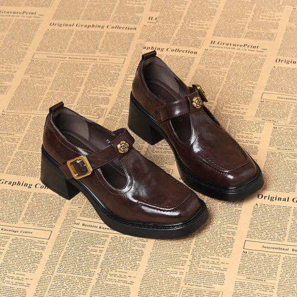 Vintage Camellia Mary Jane Heels