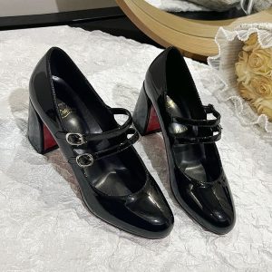 French Retro Double-Strap Mary Jane Heels