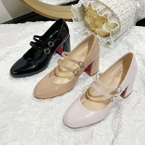 French Retro Double-Strap Mary Jane Heels
