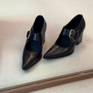 Vintage Sheepskin Pointed Mary Jane Heels