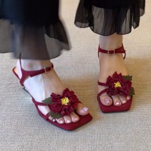 Floral Colorblock Wedge Heels