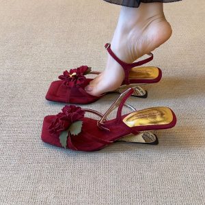 Floral Colorblock Wedge Heels