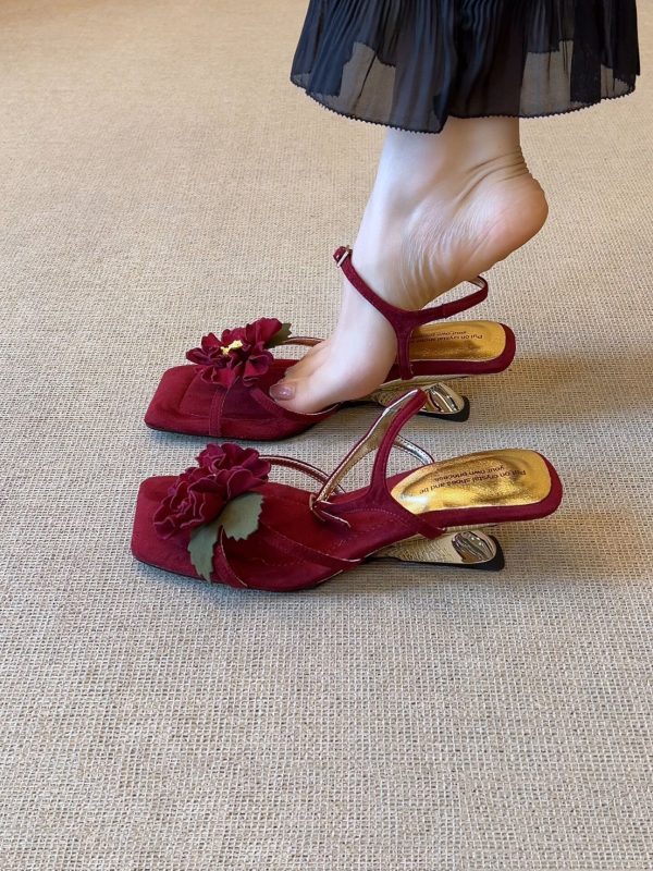 Floral Colorblock Wedge Heels