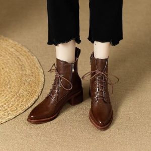Vintage Lace-Up Ankle Boots