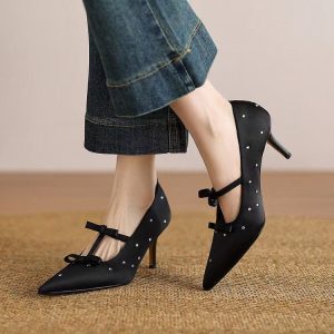 Studded Bow Stiletto Heels
