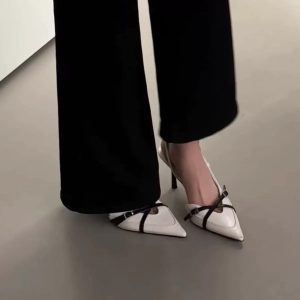 French Cross-Buckle Slingback Heels