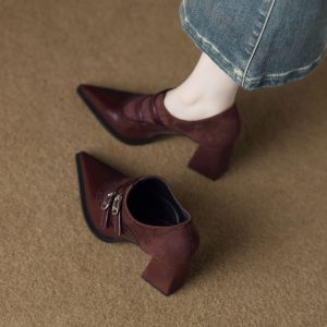 Vintage Double-Buckle Leather Heels