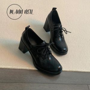 French Retro Lace-Up Heels
