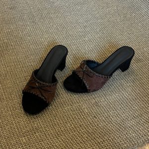 Retro Bow Woven Mules