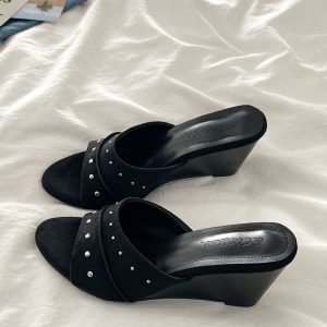 Chic Studded Wedge Mules
