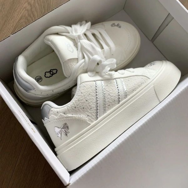 Korean Lace Bow Platform Sneakers