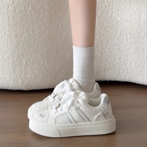 Korean Lace Bow Platform Sneakers